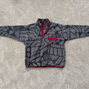 Patagonia Mens XL Grey Fleece Pullover with Red Accents